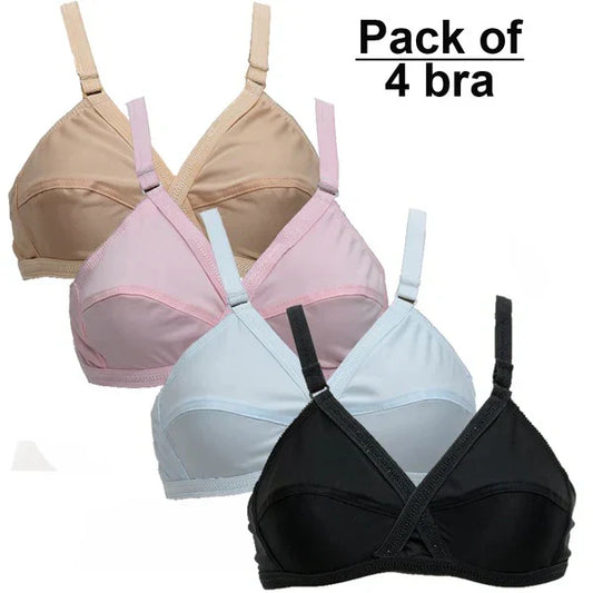 Classy Brief Comfortable Cotton Non Padded Bra [Pack of 4] 🎁