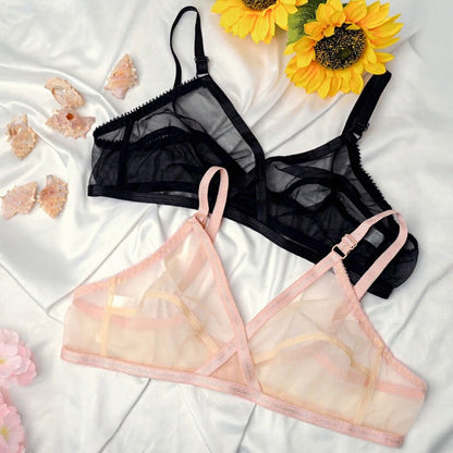 Non-Padded & Non-Wired Cotton Full Cover Full Net Transparent Bra [Pack of 2] 🎁