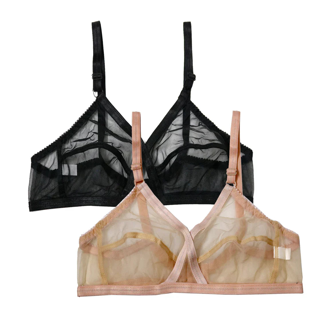 Non-Padded & Non-Wired Cotton Full Cover Full Net Transparent Bra [Pack of 2] 🎁